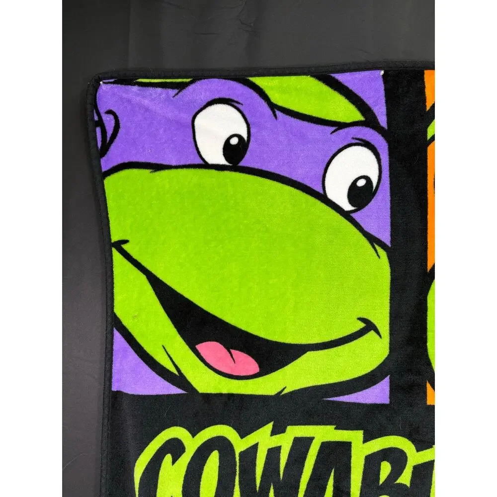 Vintage Nickelodeon Teenage Mutant Ninja Turtle Soft Throw Blanket Cowabunga